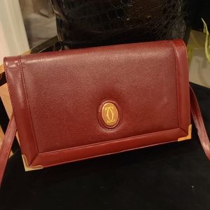 Cartier Bordeaux Leather Crossbody Bag
